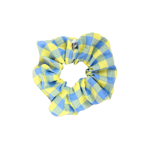 Blueberry Lemon Gingham Large Scrunchie