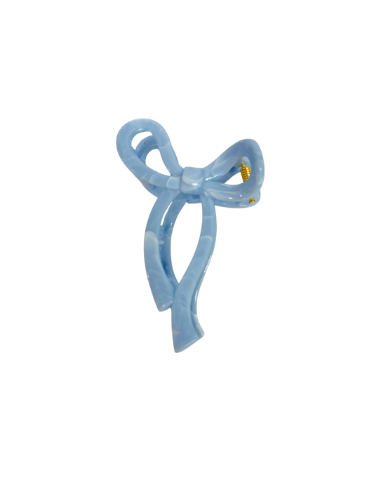 Blue Marble Bow Claw Clip