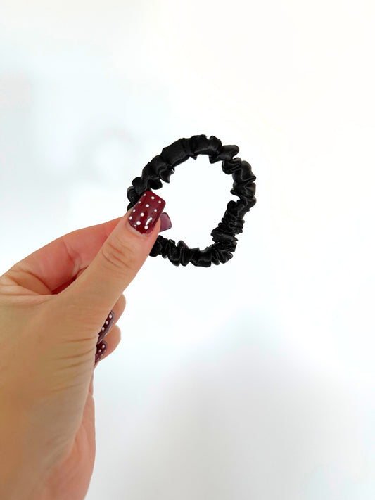 Black Satin Skinny Scrunchie