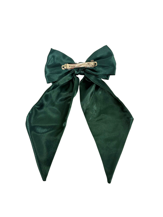 Forest Green Satin Hair Bow