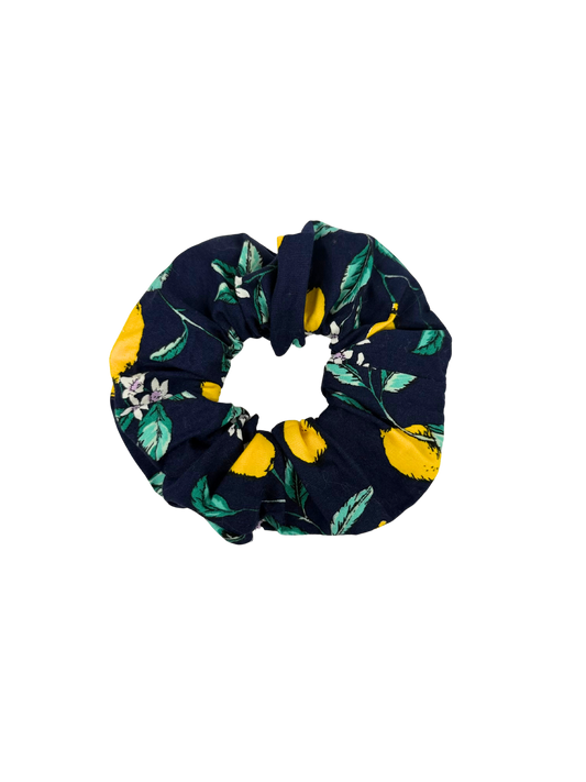 Navy Lemon Large Scrunchie