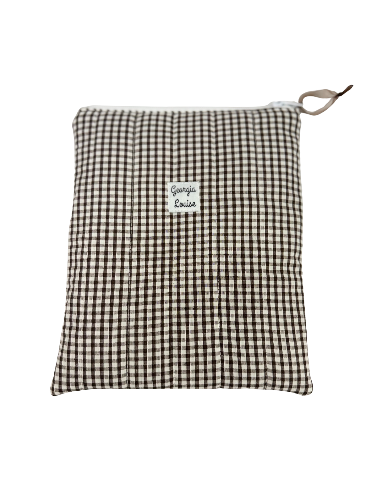 Brown Gingham Book Sleeve with Zipper