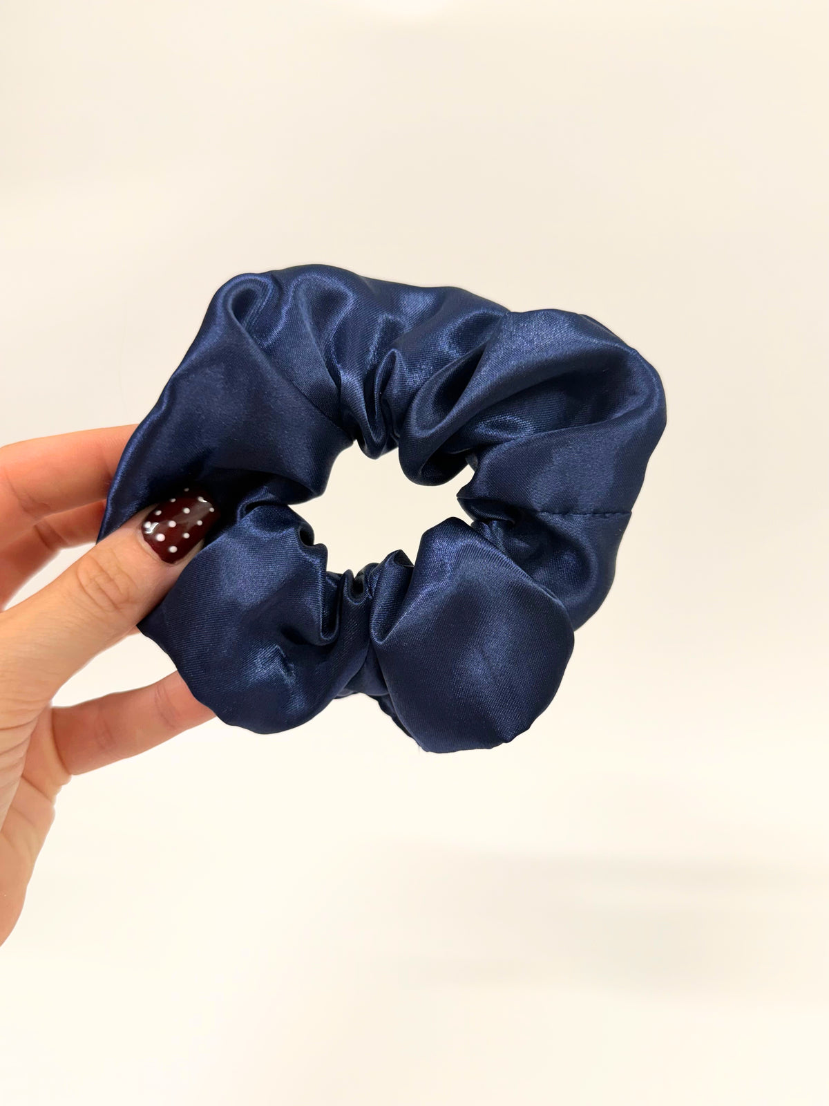 Navy Blue Satin Large Scrunchie