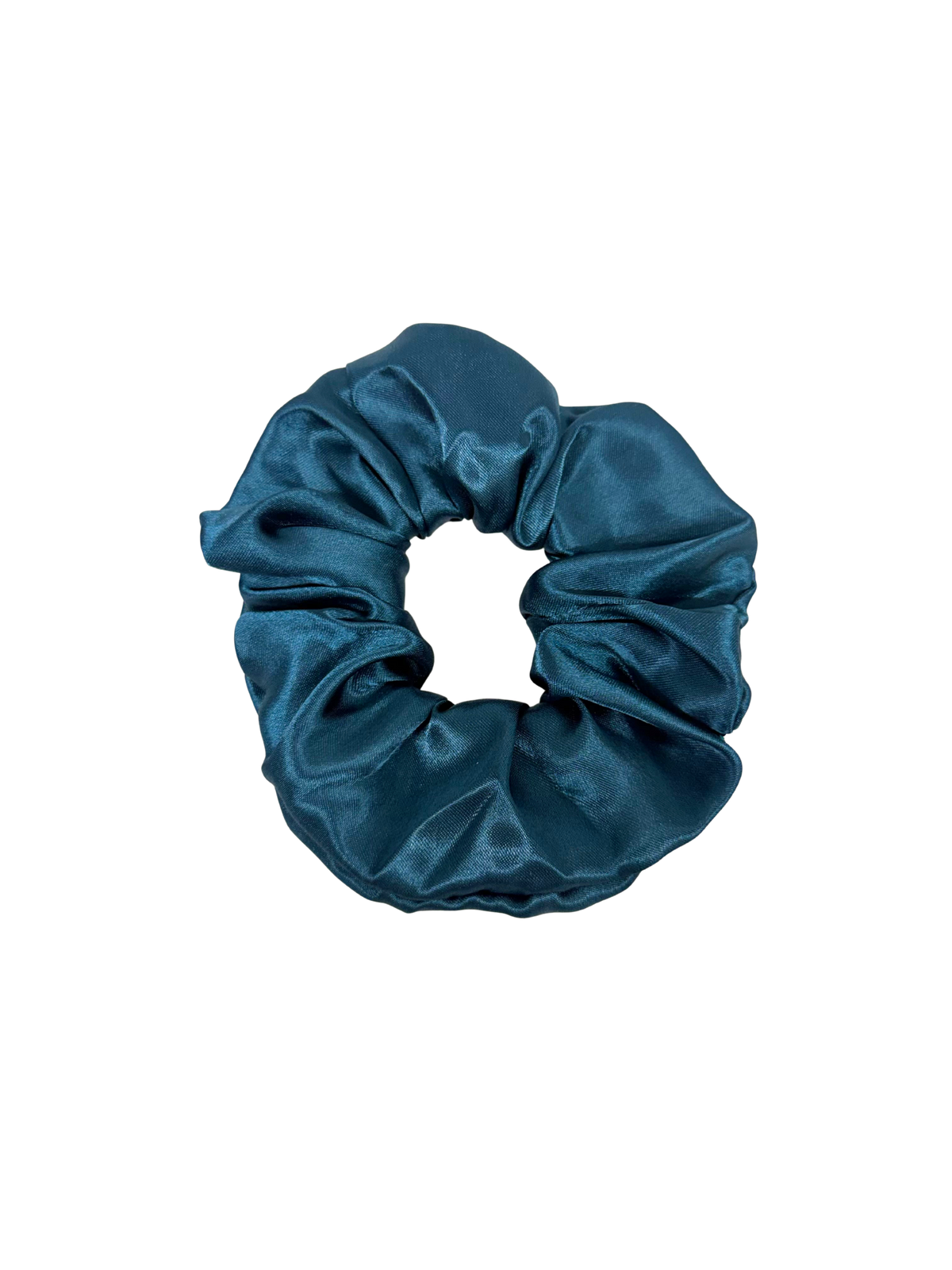 Teal Blue Satin Hair Scrunchie
