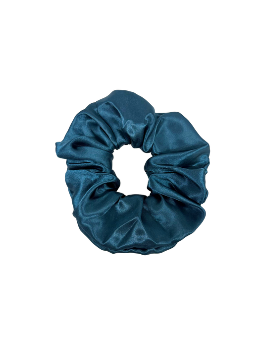 Teal Blue Satin Hair Scrunchie