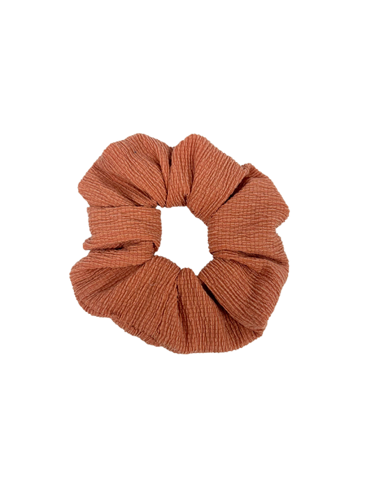 Salmon Pink Jersey Plisse Hair Scrunchie