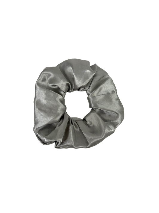 Grey Satin Large Scrunchie