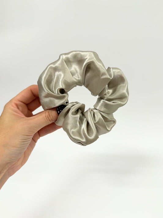 Stone Grey Satin Large Scrunchie