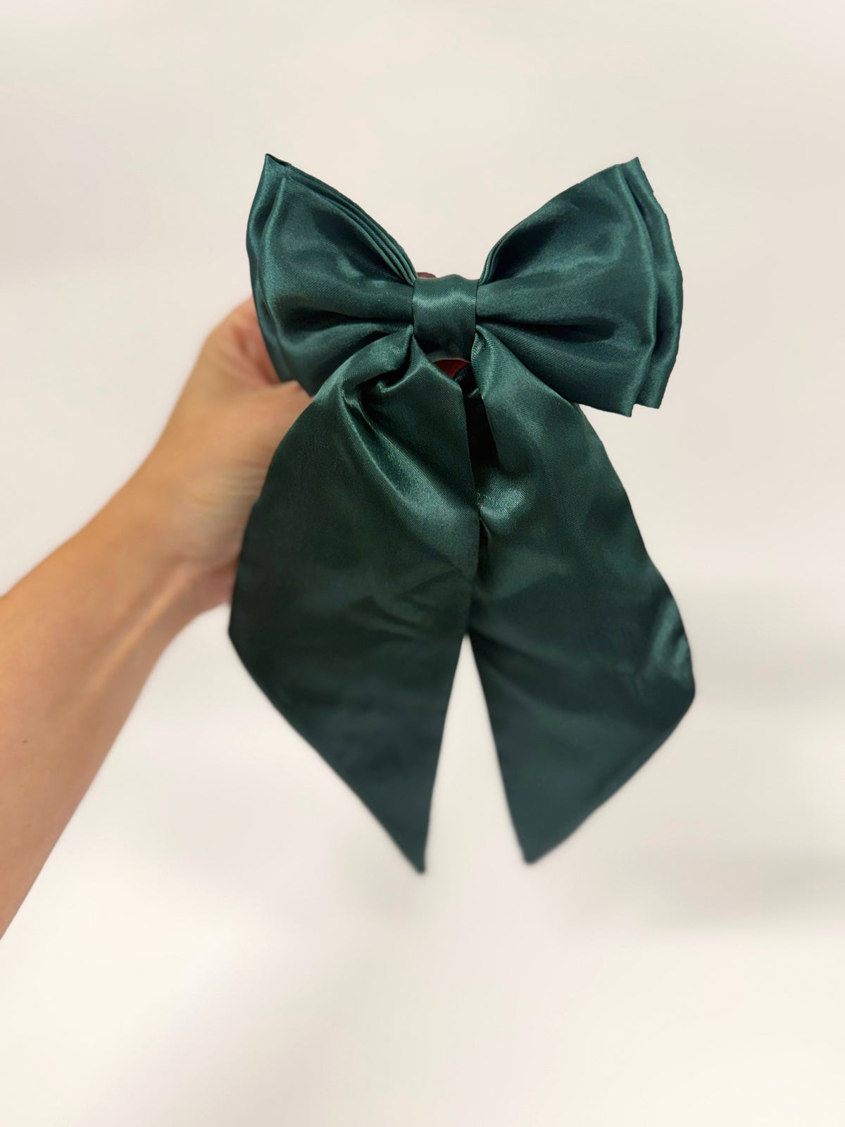 Forest Green Satin Hair Bow