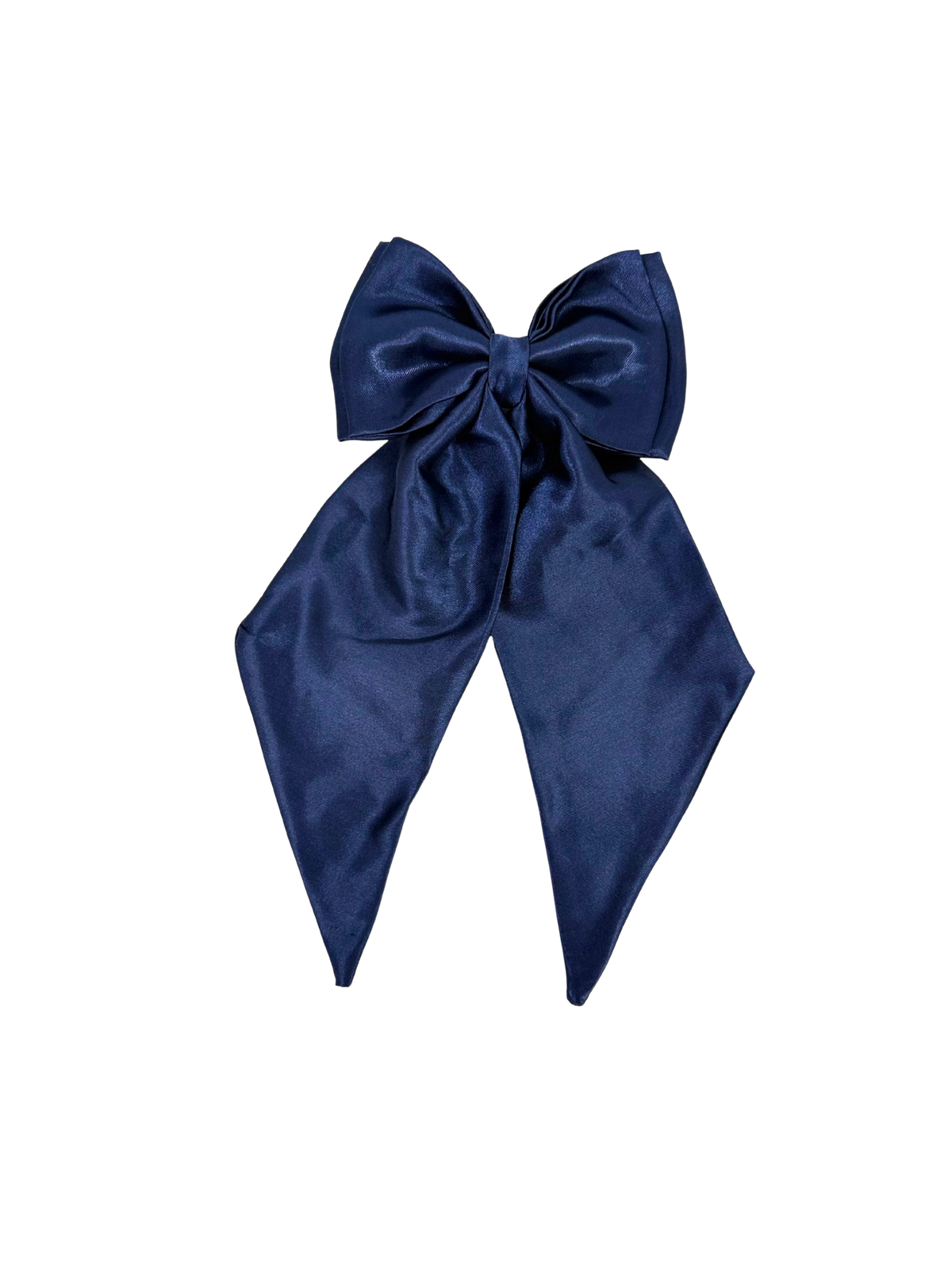 Navy Blue Satin Hair Bow
