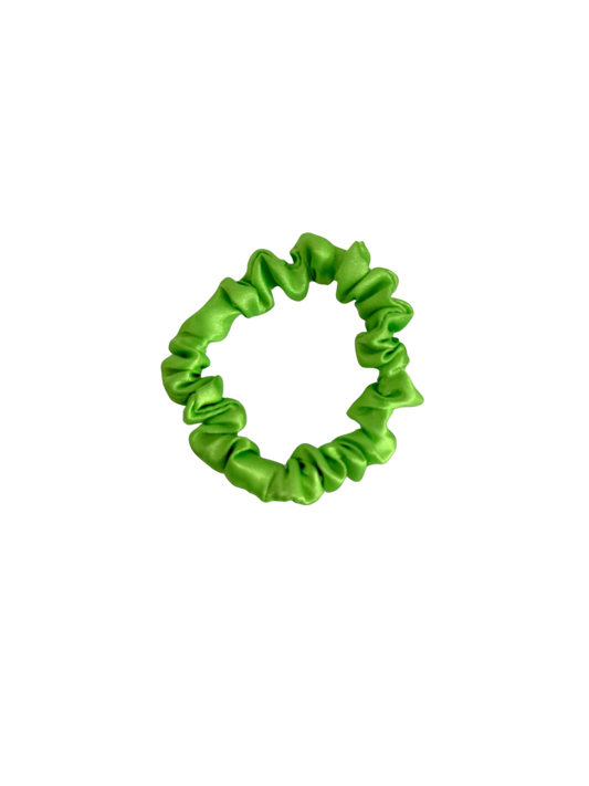 Neon Green Satin Skinny Scrunchie
