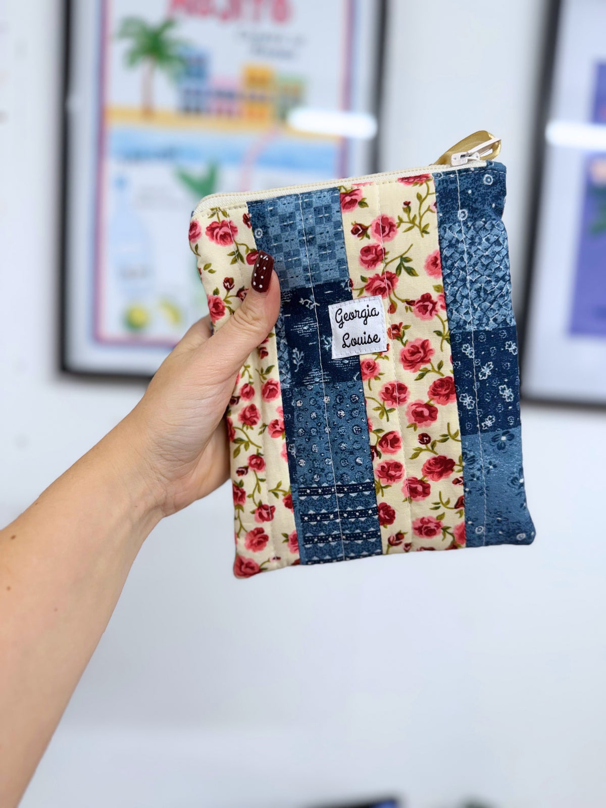 Blue Floral Patchwork Kindle 6 Inch Sleeve