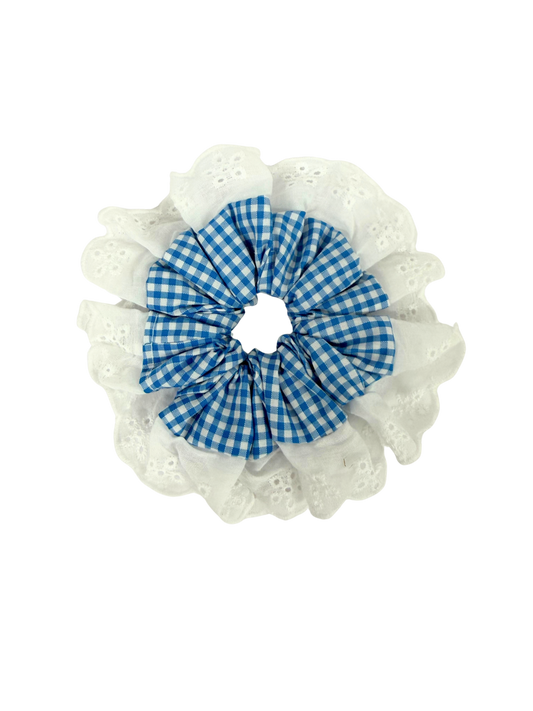 Turquoise Blue Oversized Ruffle Scrunchie