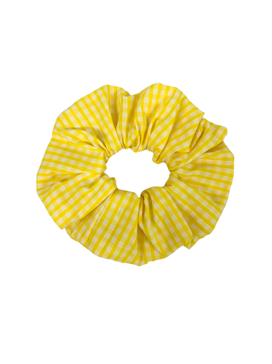 Yellow Gingham Large Scrunchie