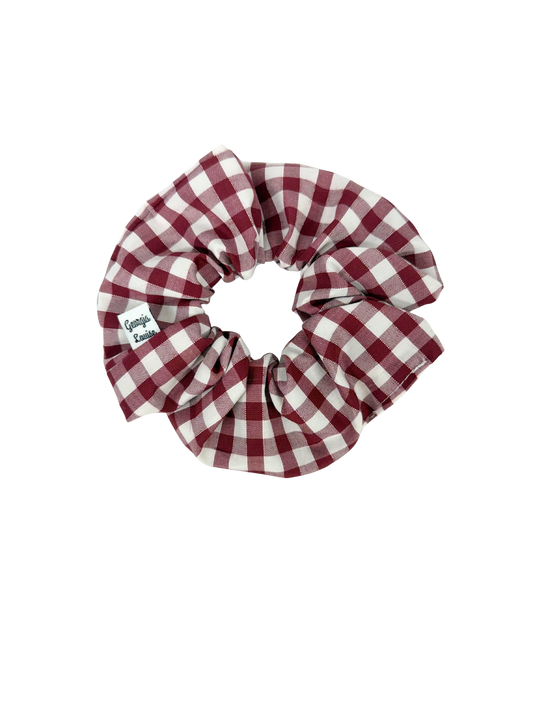 Burgundy Gingham Large Scrunchie