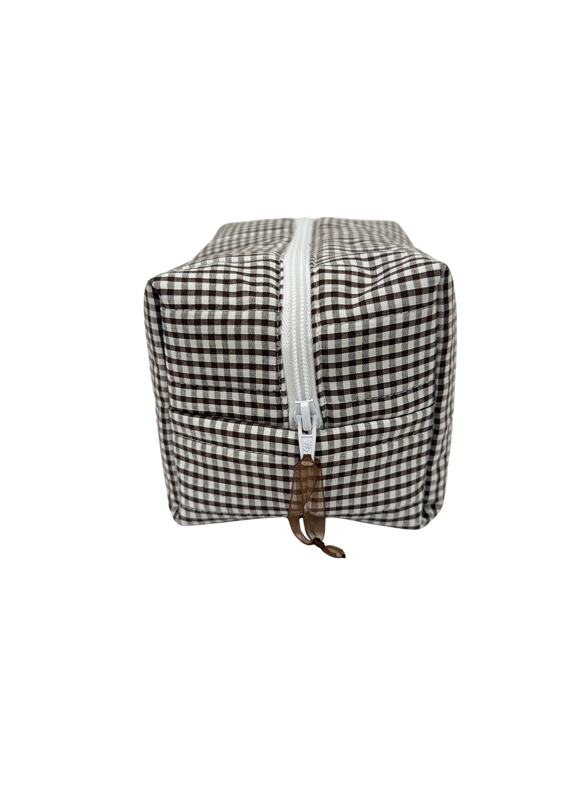 Brown Gingham Large Makeup Bag