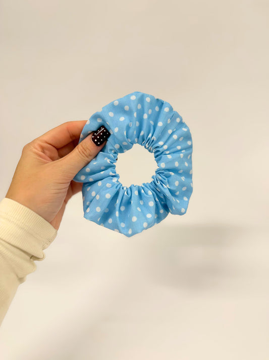 Blue Polka Dot Large Scrunchie