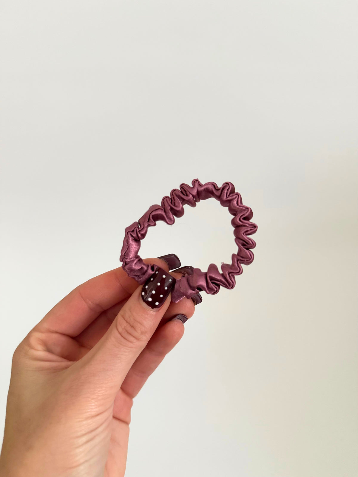 Mauve Pink Satin Skinny Scrunchie