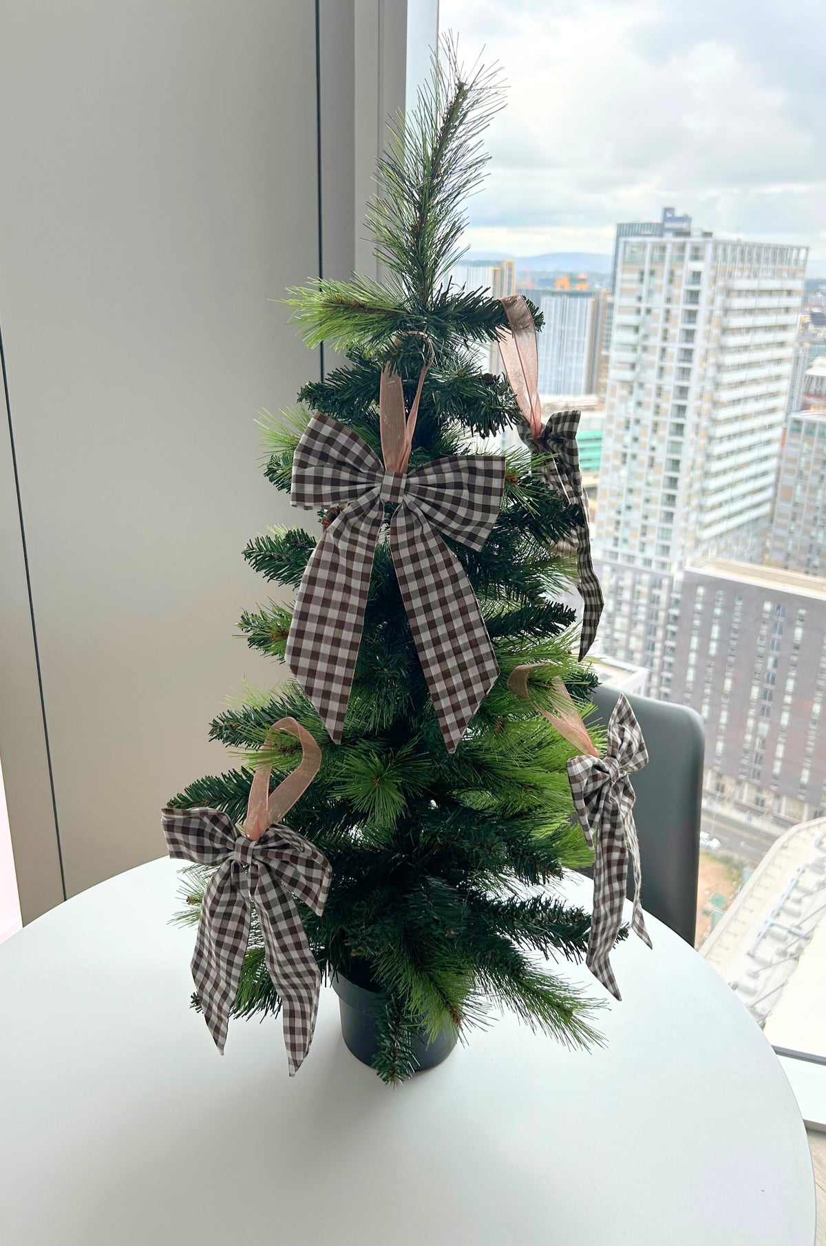 Brown Gingham Christmas Tree Bow