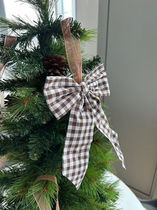 Brown Gingham Christmas Tree Bow