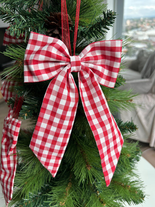 Red Gingham Christmas Tree Bow