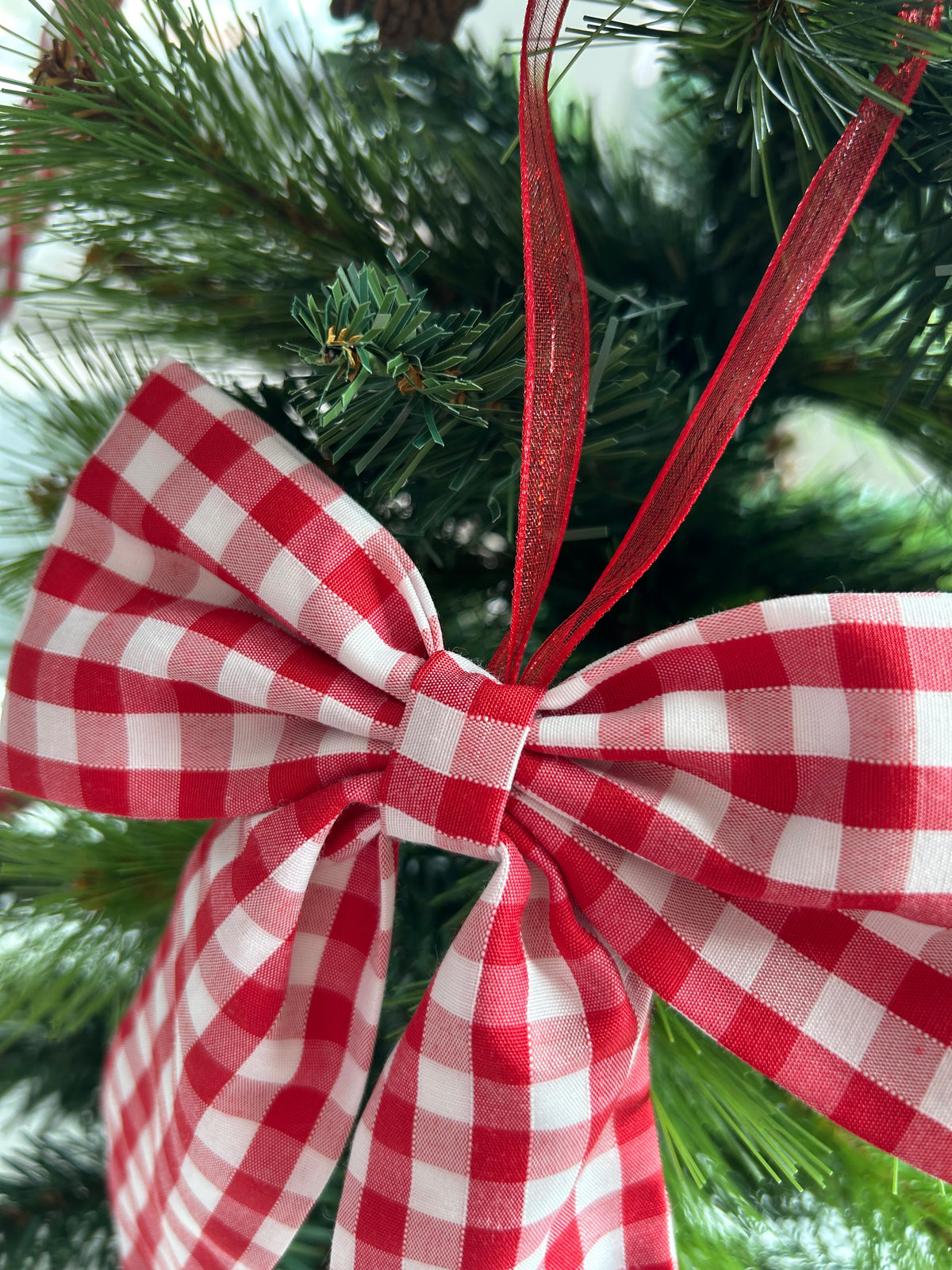 Red Gingham Christmas Tree Bow