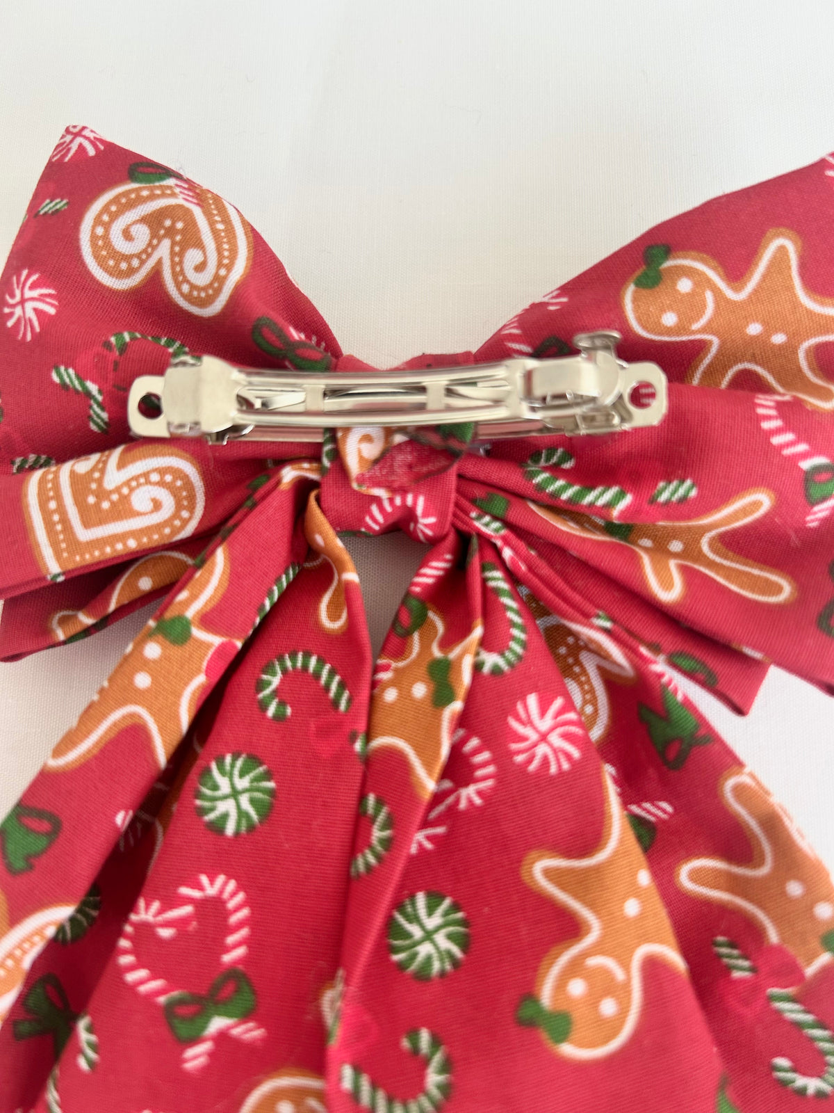 Red Gingerbread Man Christmas Hair Bow