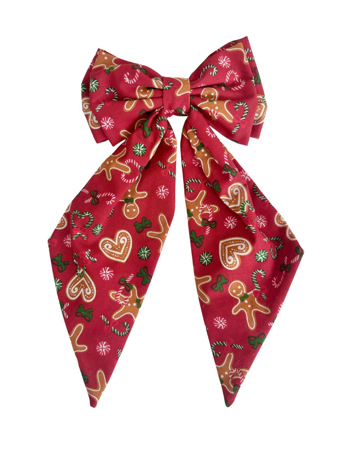 Red Gingerbread Man Christmas Hair Bow