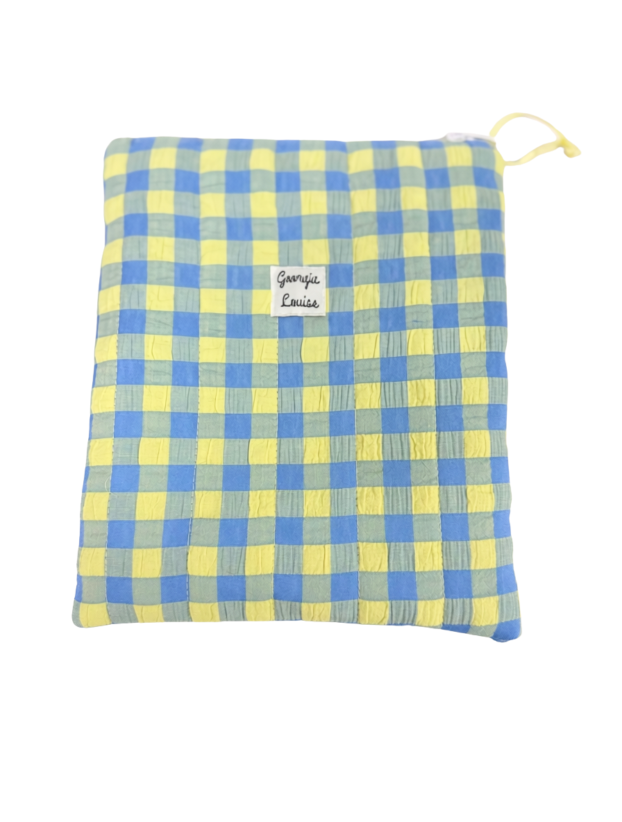Blueberry Lemon Gingham Book Sleeve with Zipper