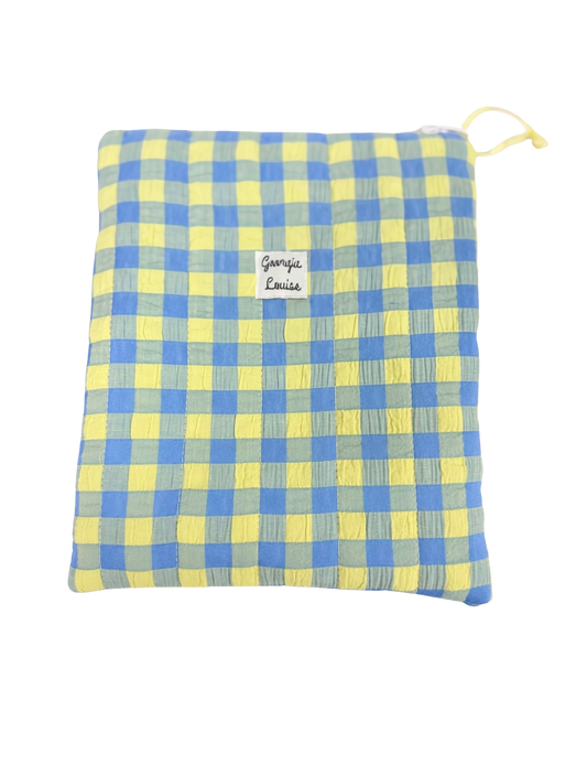 Blueberry Lemon Gingham Book Sleeve with Zipper