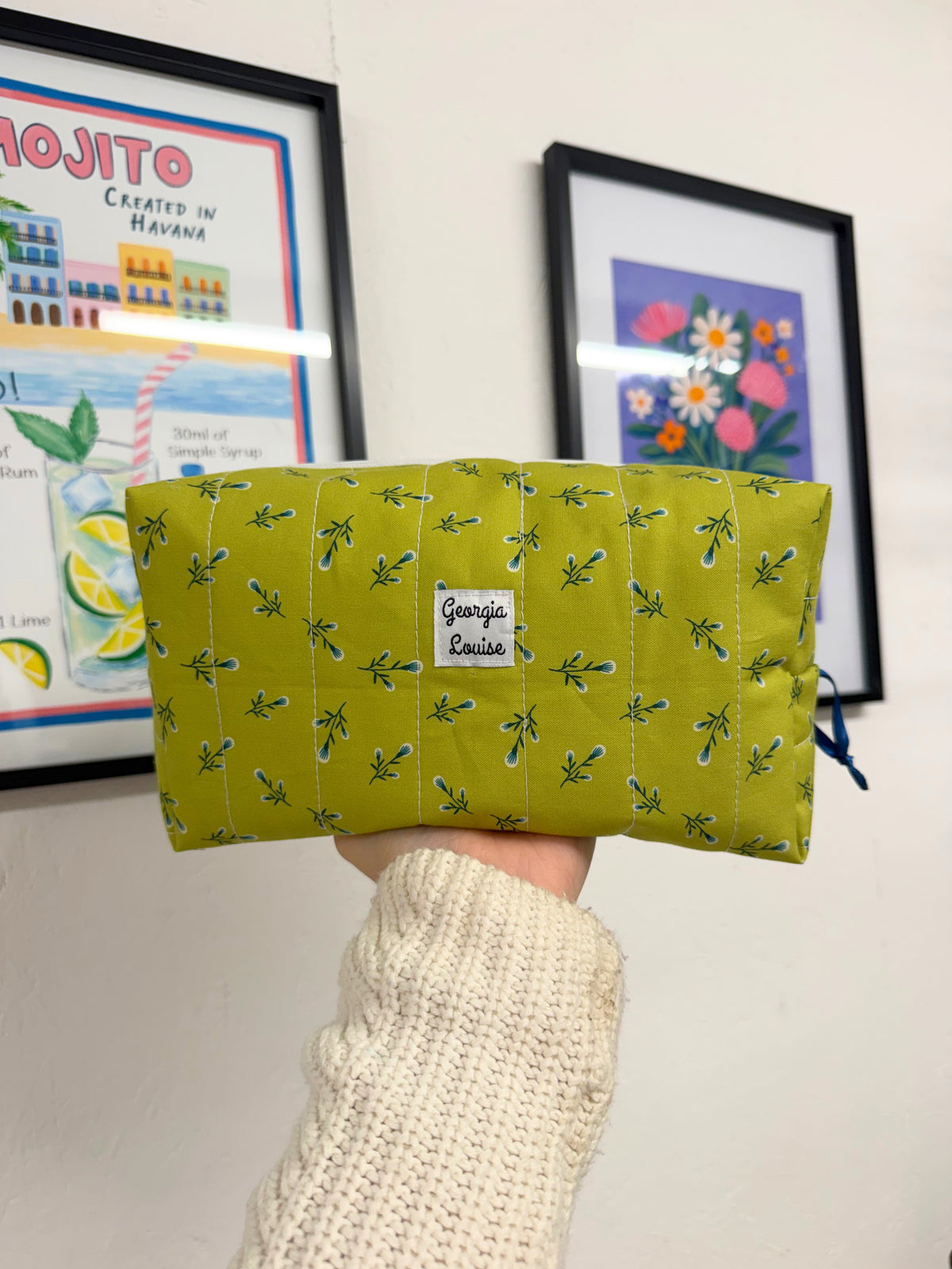 Green Heather Large Makeup Bag