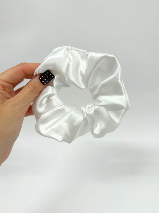 Glacier White Satin Large Scrunchie