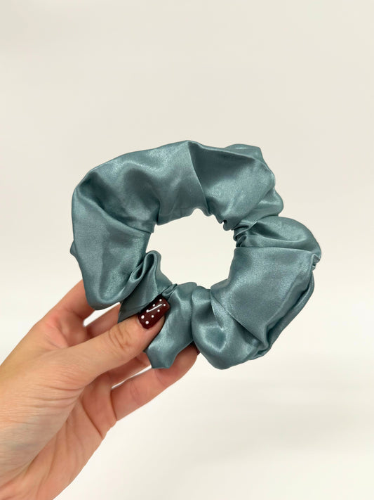 Ocean Blue Satin Large Scrunchie