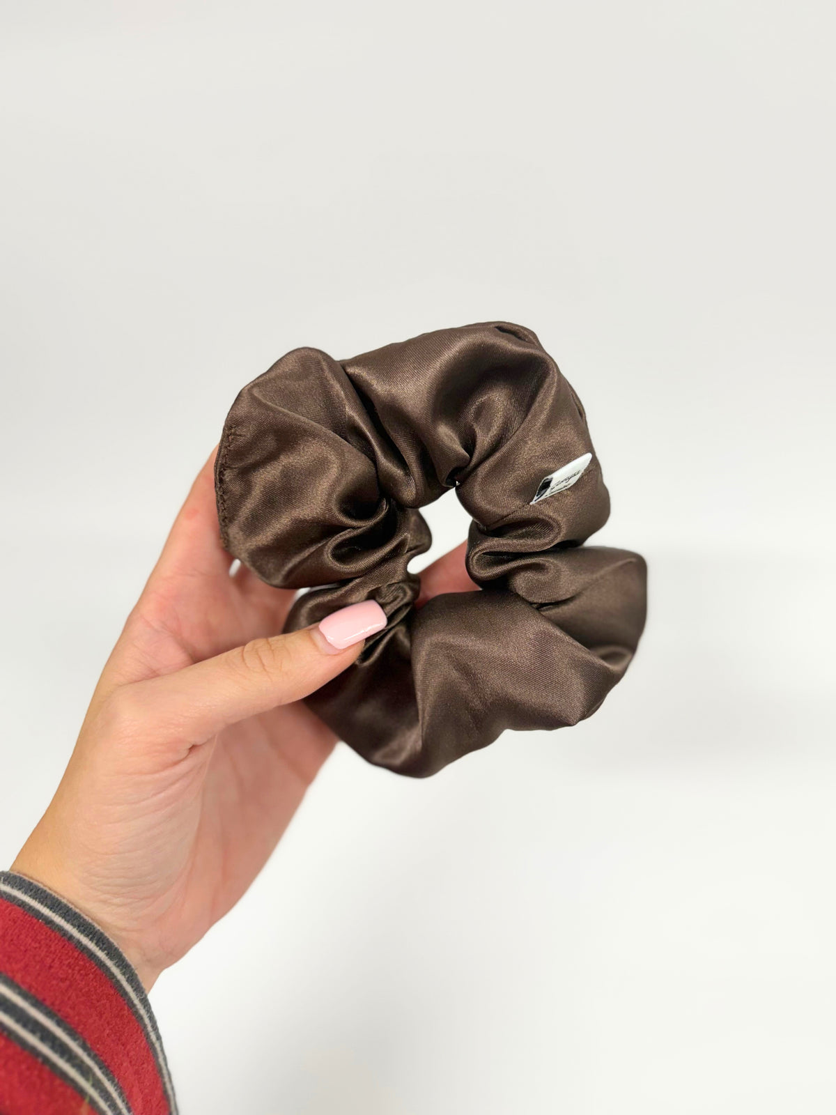 Chocolate Brown Satin Large Scrunchie