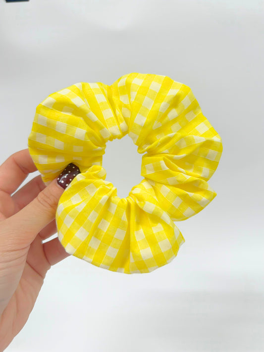 Yellow Gingham Large Scrunchie