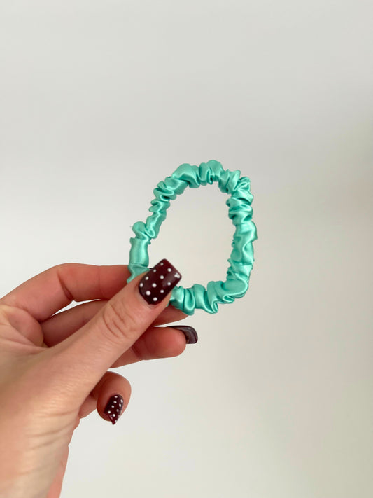 Mint Satin Skinny Scrunchie