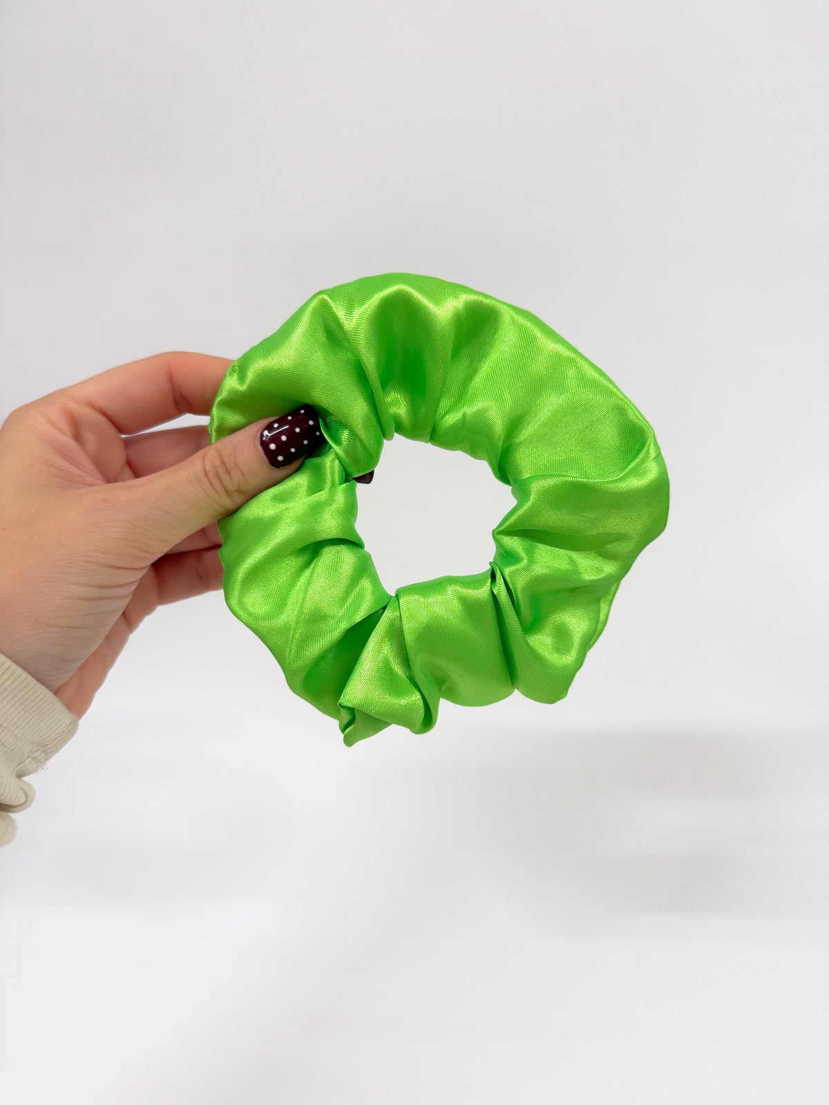 Neon Green Satin Large Scrunchie