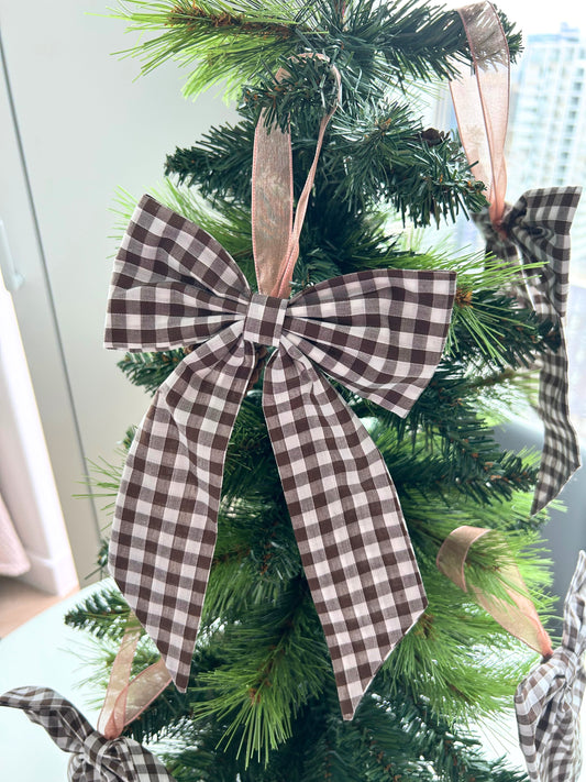 Brown Gingham Christmas Tree Bow