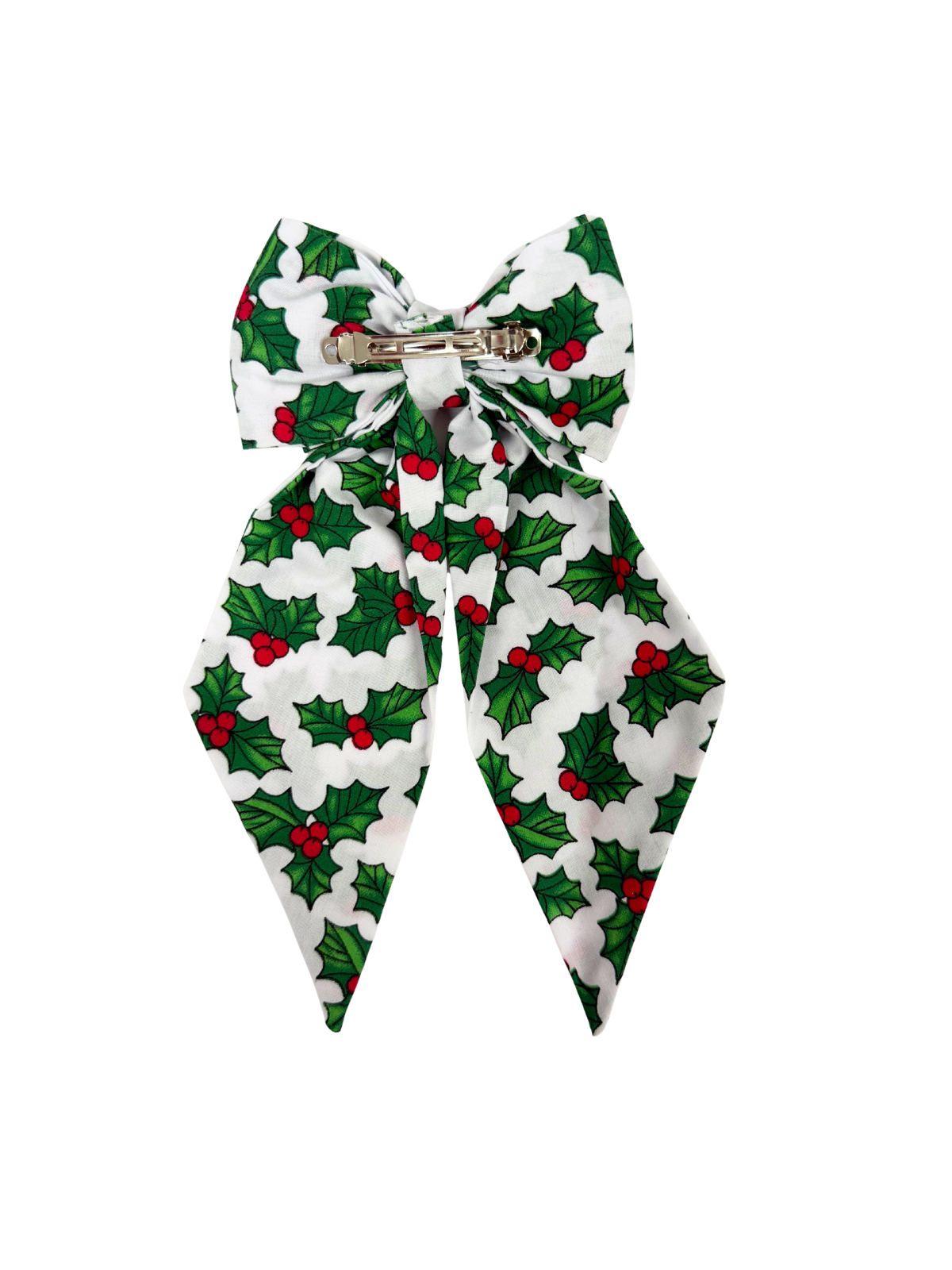 White Holly Christmas Hair Bow