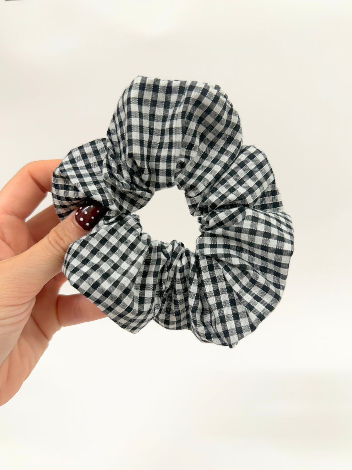 Black Gingham Large Scrunchie