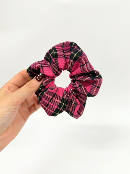 Hot Pink Tartan Large Scrunchie