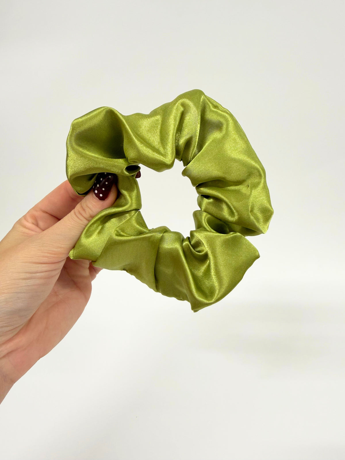 Pistachio Green Satin Large Scrunchie