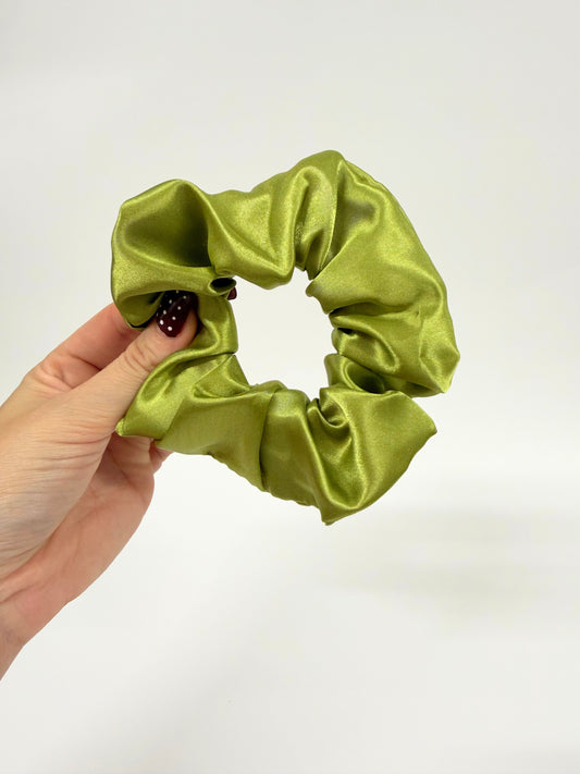 Pistachio Green Satin Large Scrunchie