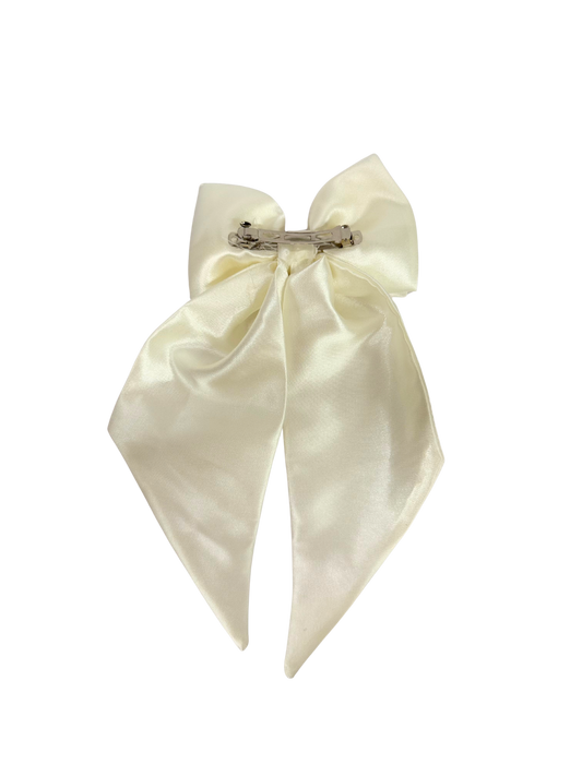 Ivory Satin Hair Bow