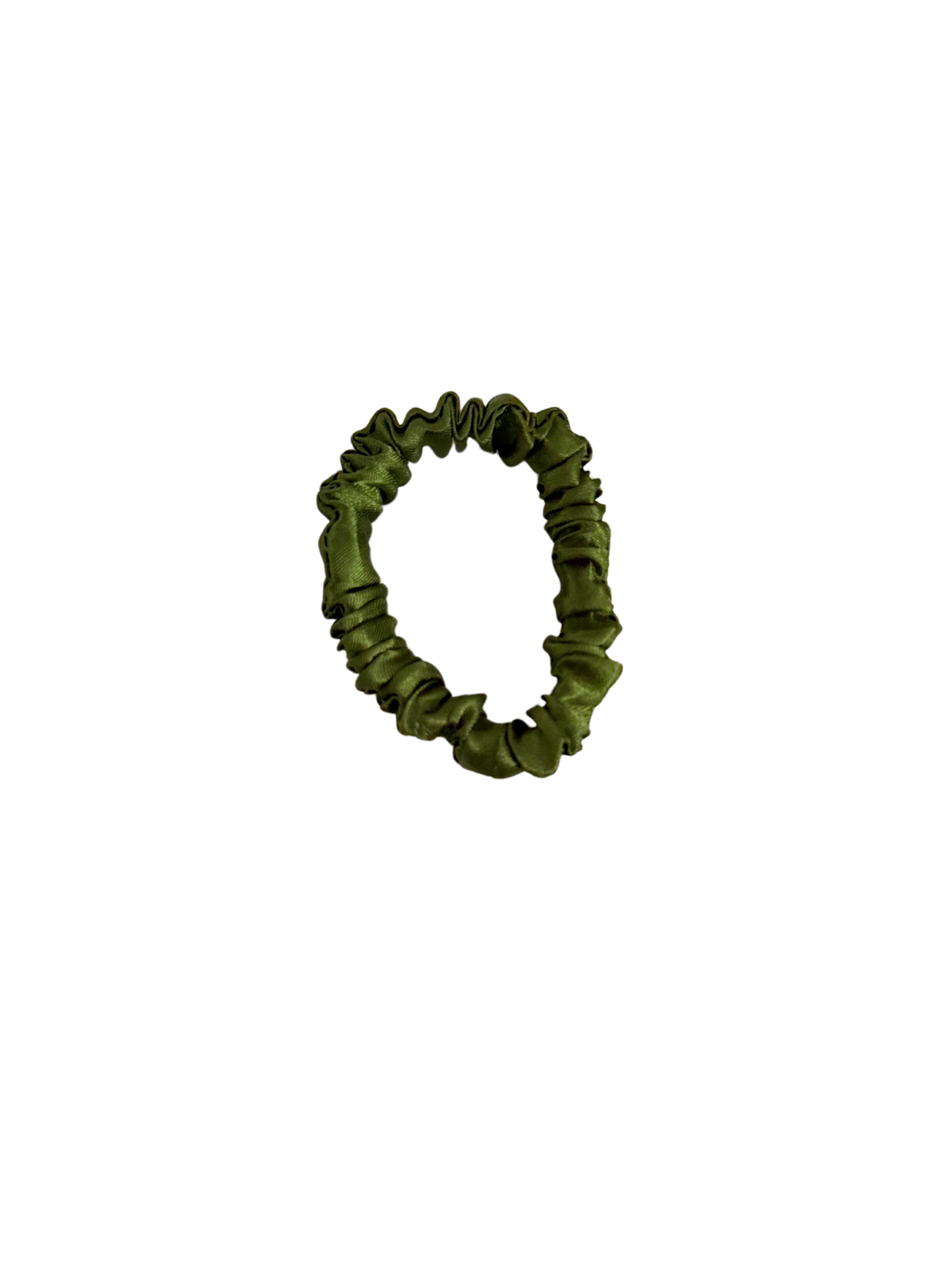 Olive Green Satin Skinny Scrunchie