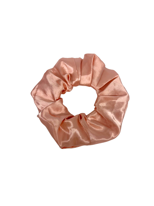 Salmon Pink Satin Hair Scrunchie