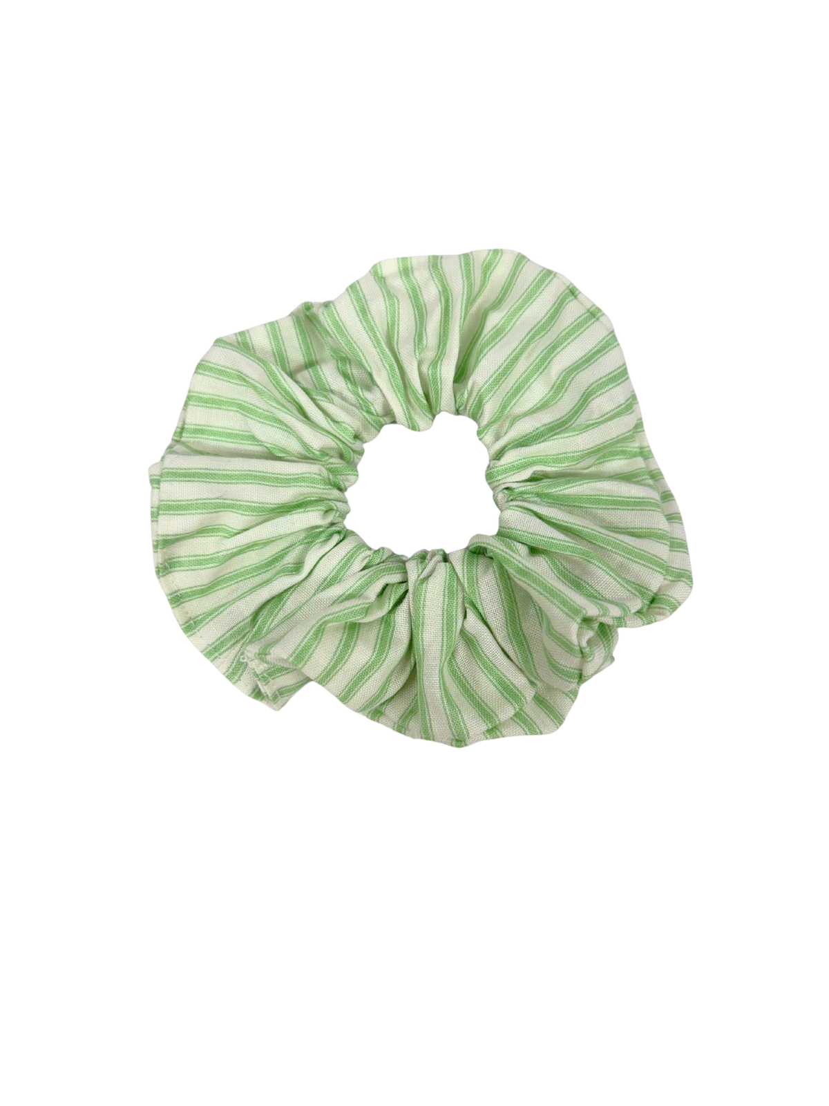 White & Green Striped Large Scrunchie