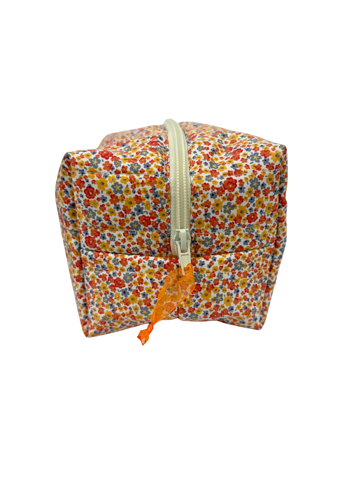Orange Floral Large Makeup Bag