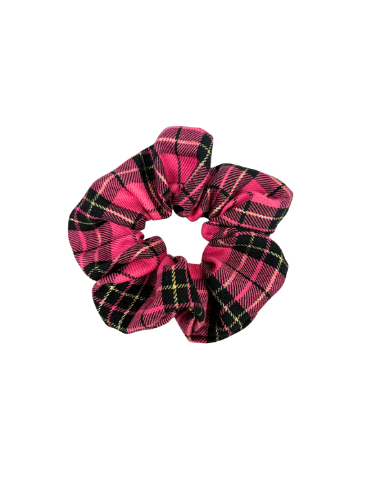 Hot Pink Tartan Large Scrunchie