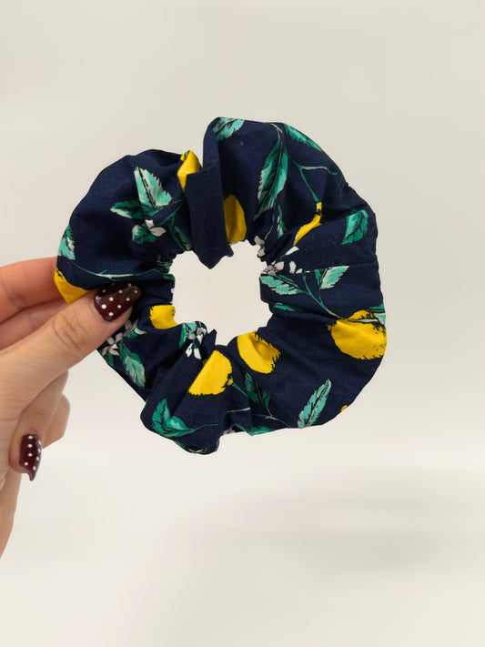 Navy Lemon Large Scrunchie